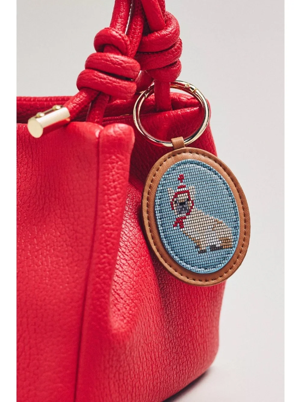 ANTHROPOLOGIE Frenchie Needlepoint Bag Charm - NWT ($32 Retail)